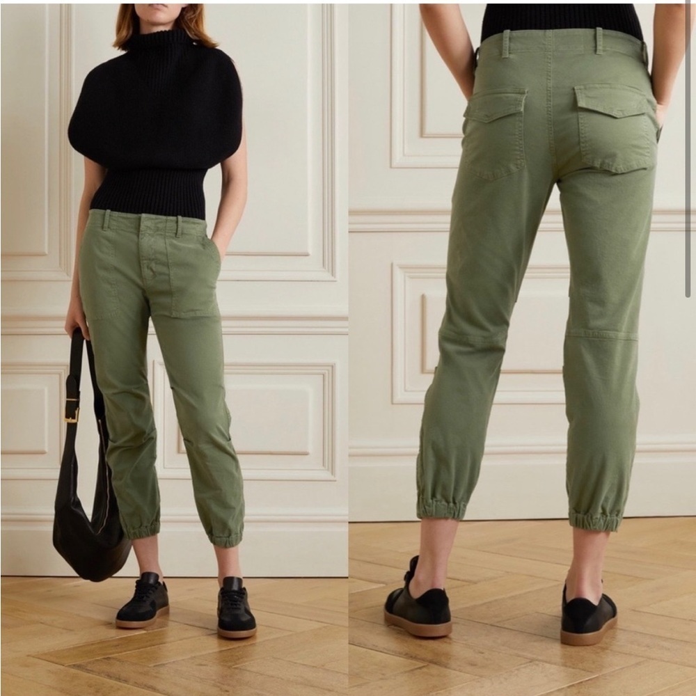 Nili Lotan Cropped Military Jogger Pants in Camo Green Size 0